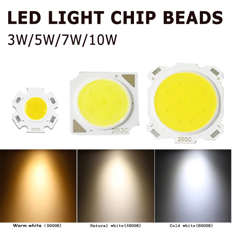 3W 5 Вт 7 10 светодиодный чип круглая лампа бусины нейтральный белый прожектор DC 9 12 В