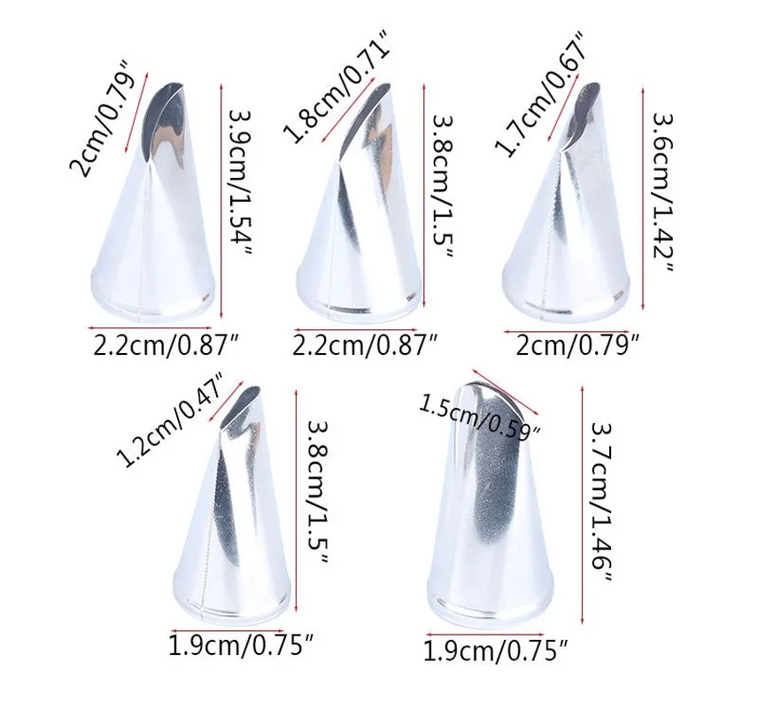 304 stainless steel 5-piece rose petal mouth decoration mouthpiece baking tools for cakes | Дом и сад