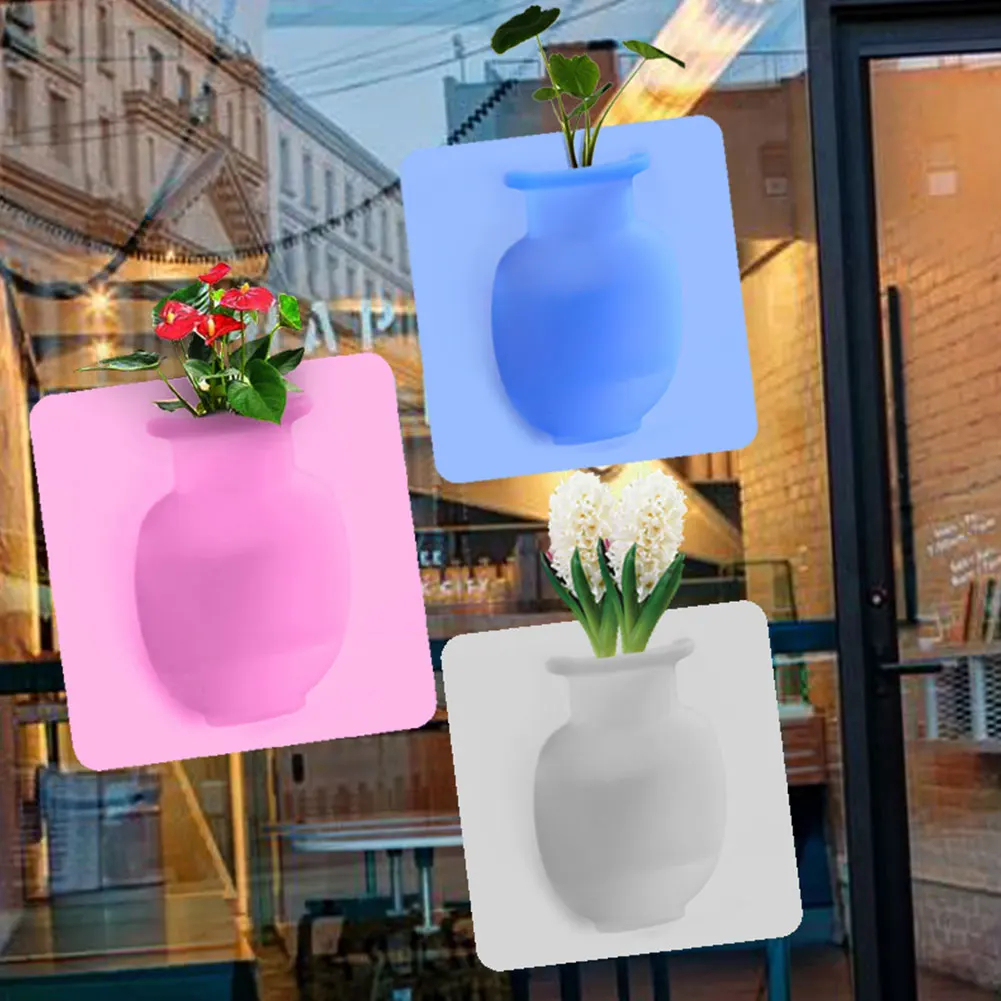 

Silicone vase stickers suction cup wall mounted soft vase wall vase refrigerator, bathroom, living room wall decoration stickers