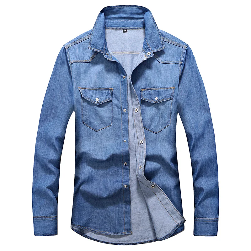 

Batmo 2019 autumn new arrival Men's fashion denim shirt,Simple single-breasted Long sleeve shirt men,M-3XL.