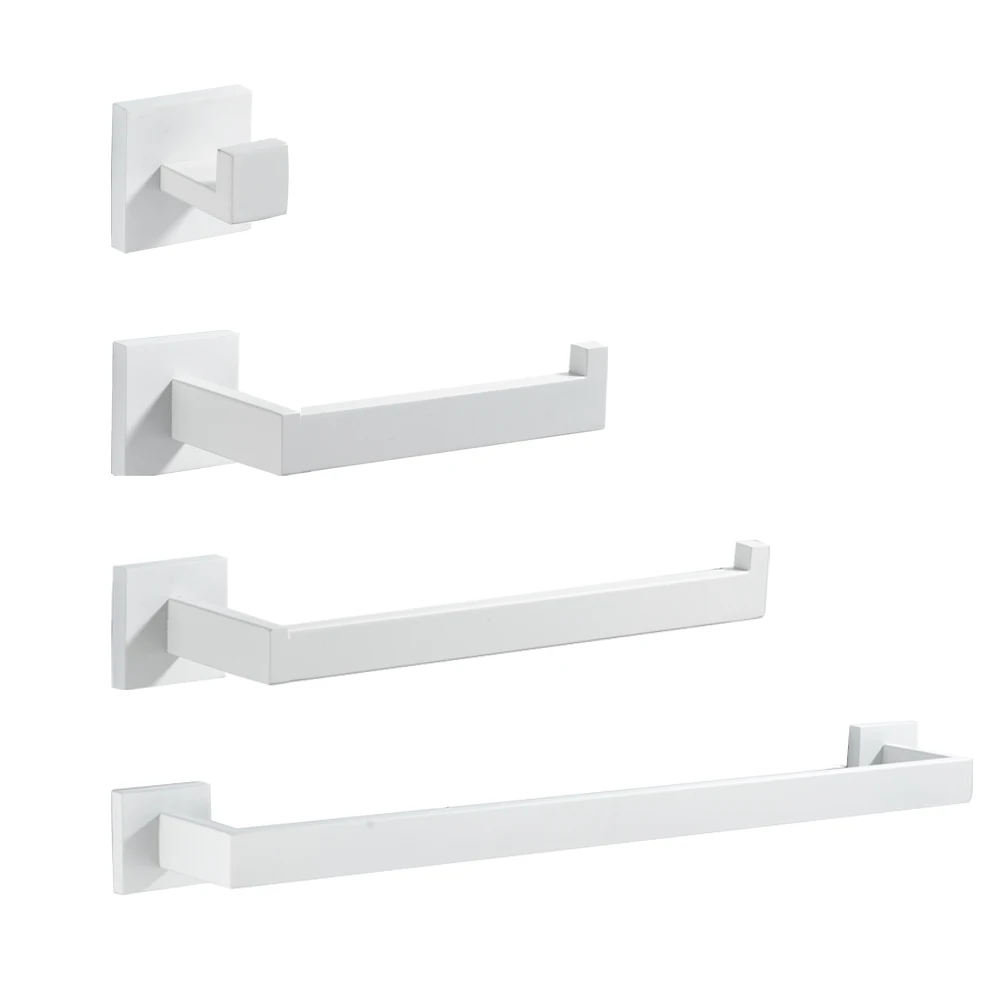 Набор белых аксессуаров для ванной комнаты Q7 Полка полотенец из нержавеющей