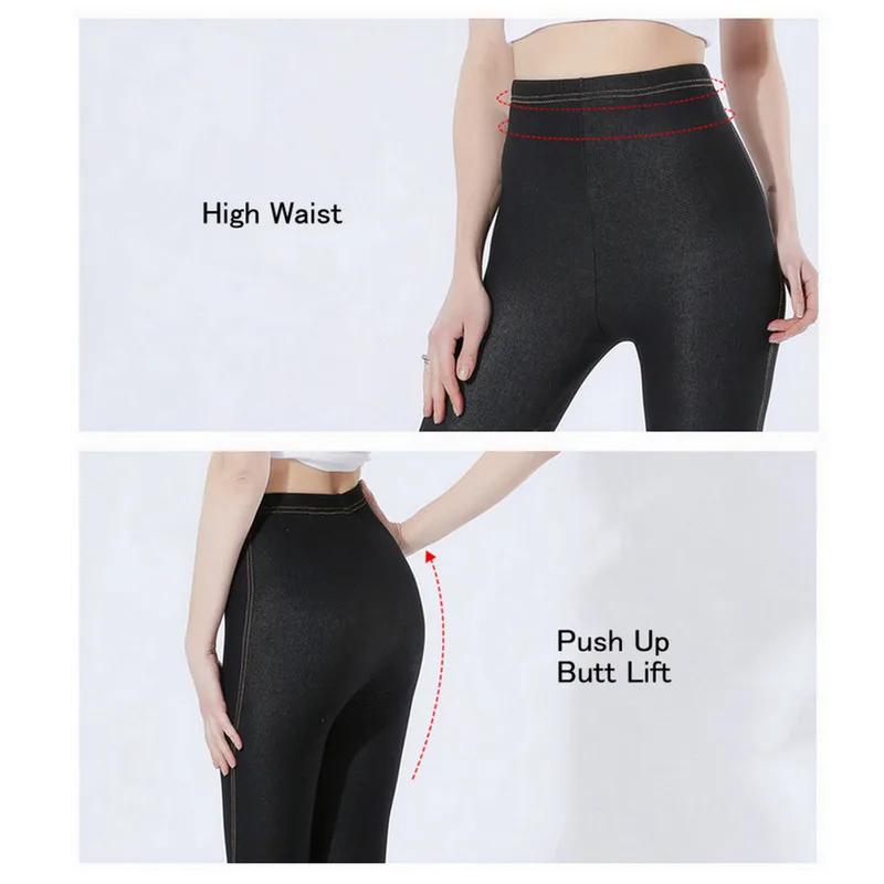 

Womens Legging Fashion Super Elastic High Waist Pencil Pants Solid Denim Legging Jeans Large Size ouc3348