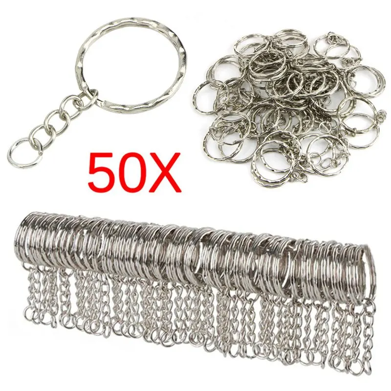 

50pcs Metal DIY Jewelry making Split Keychain Ring Parts Key Chains With 25mm Open Jump Ring
