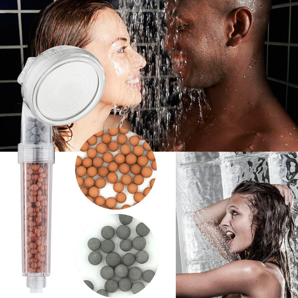 

Anion Filter Beads Showerhead Sprayer Water Saving Rainfall Jetting Shower SPA Bathroom Filter Ceramic Ball Handle Shower Head