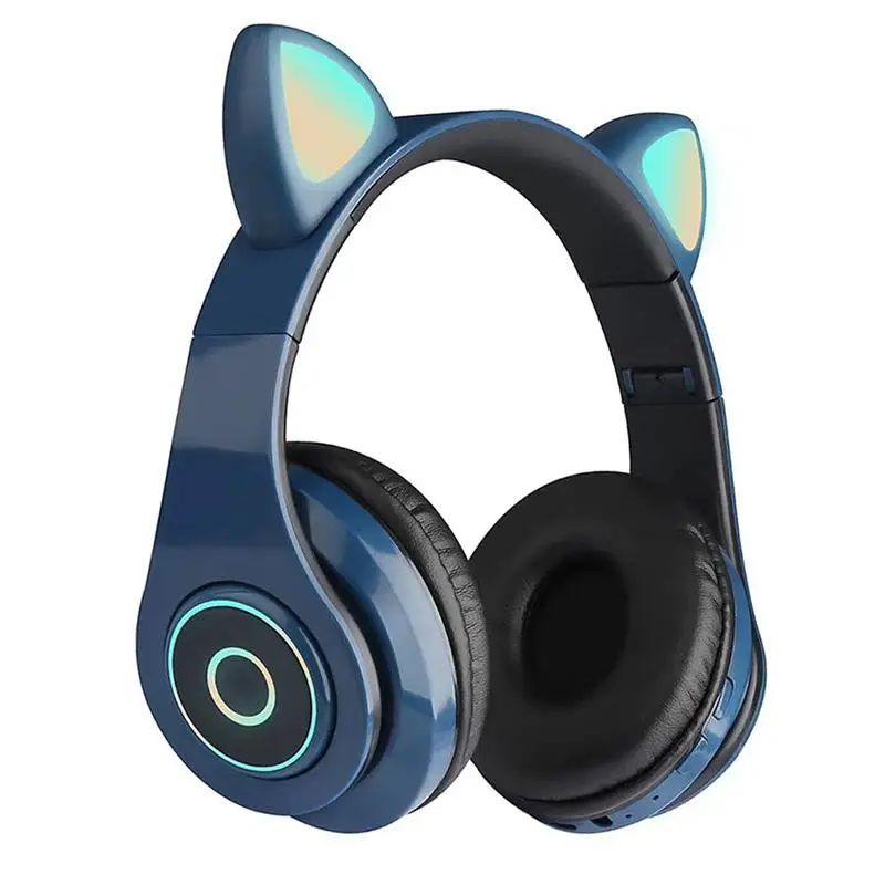 

Wireless Cute Cat Ear Headset Bluetooth 5.0 Foldable Gaming Headphone with Flash RGB lights Earphone TF Card Play/Wired Mode