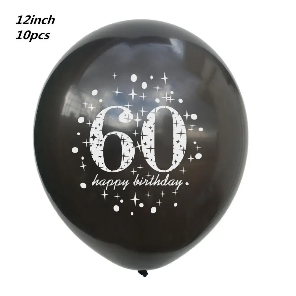 10pcs black 60 1" Золотые латексные воздушные шары черные 30 40 50 60 70 лет с днем рождения украшения для взрослых воздушные шары Cumpleanos Globos Balony - Цвет: 10pcs black 60