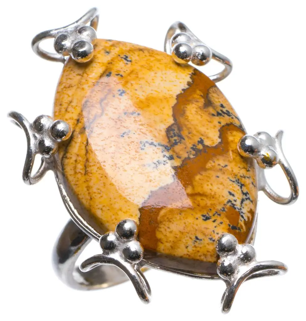 Натуральное изображение яшма ручной работы уникальное 925 пробы Серебряное