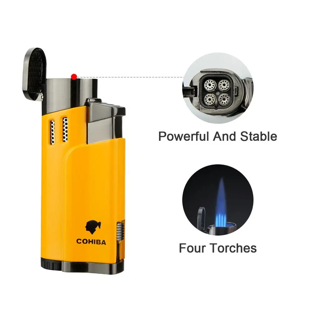 Металлическая ветрозащитная Зажигалка COHIBA для сигар табака 4 фонарь струйное