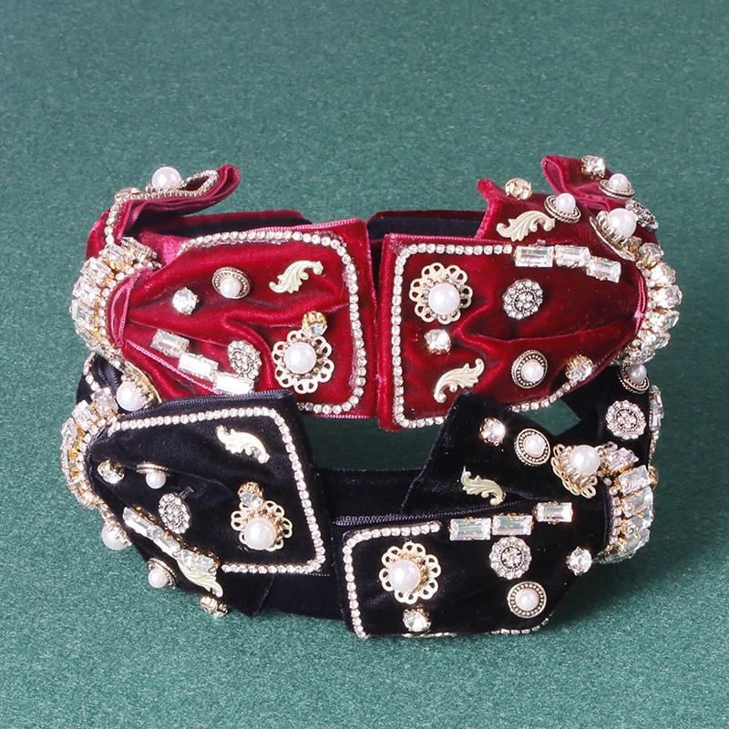 

Baroque Headband Rhinestone Bowknot Personality Pearl Head Bands Ladies Gifts Hair Hoop Hair Accessories For Women