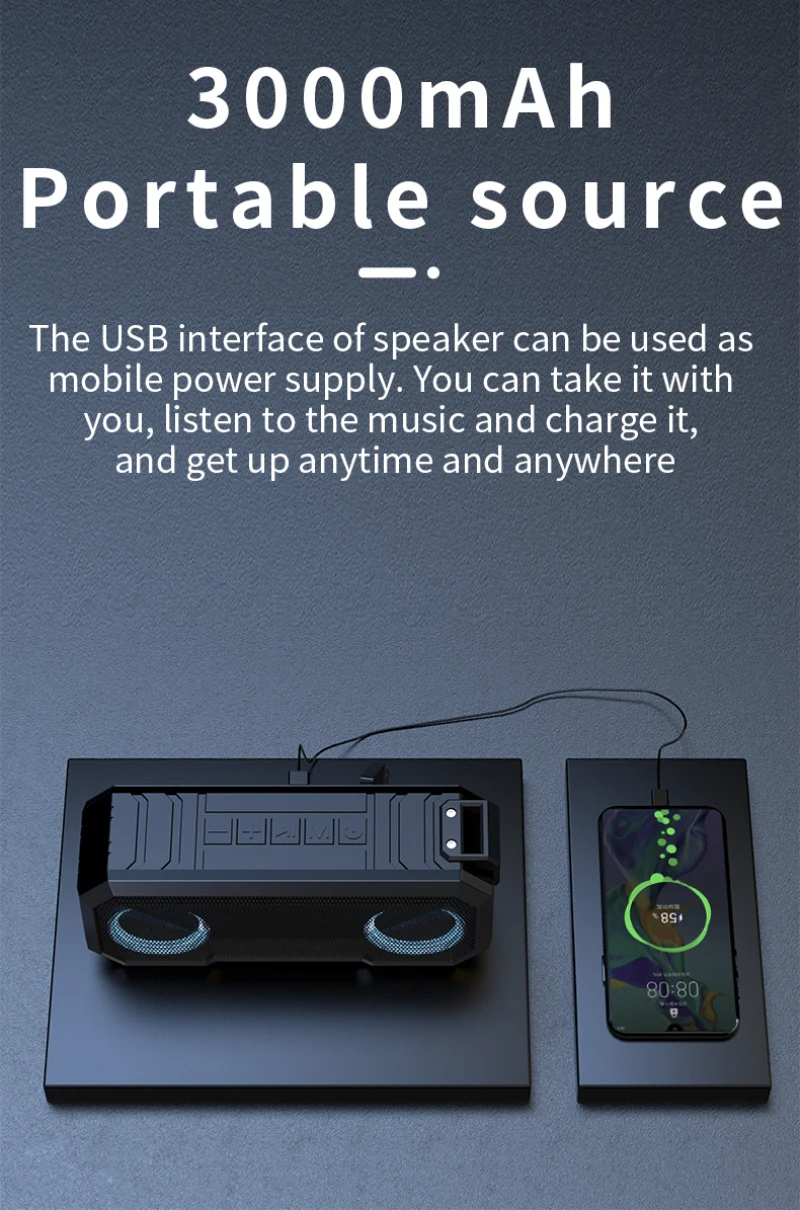 

Portable wireless bluetooth speaker waterproof stereo bass USB/TF/ MP3 Surround Column Call Hands-free Subwoofer Speaker Outdoor
