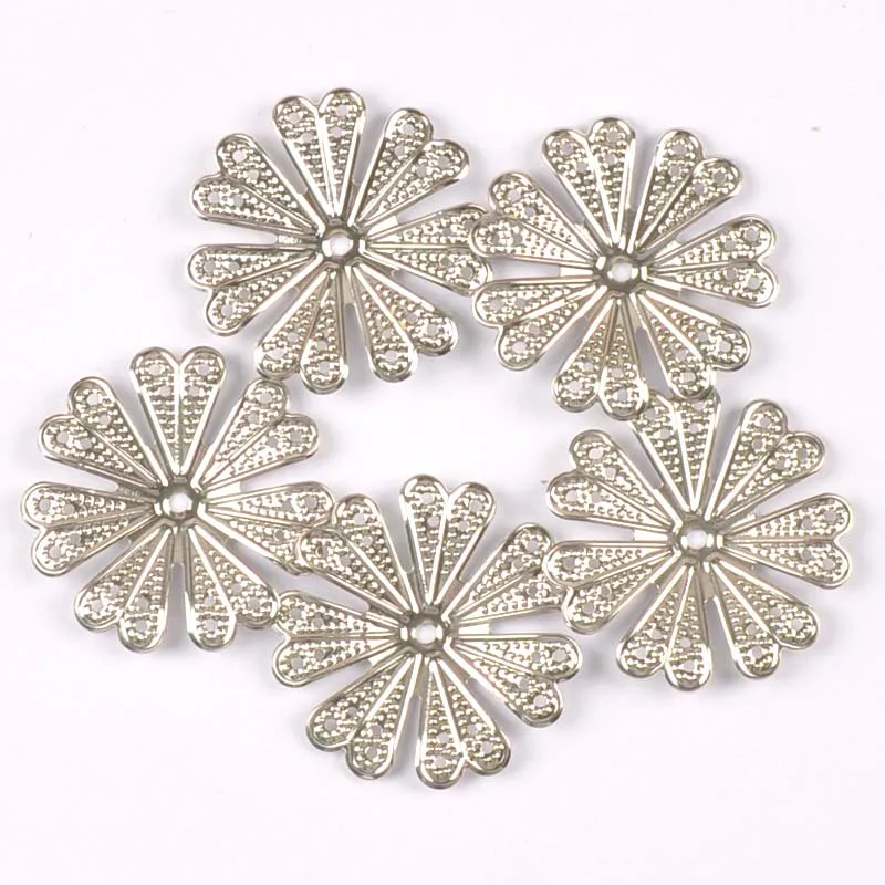 40 мм Золотые/серебряные/бронзовые антикварные цветы оболочки для ювелирных