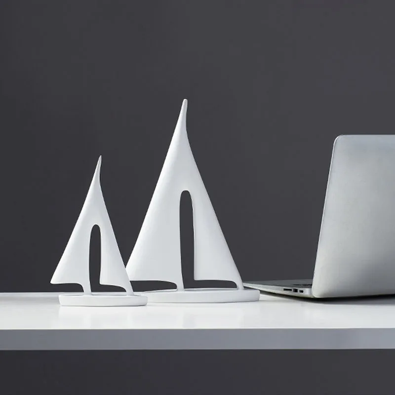 Strongwell Современная парусная лодка абстрактная статуя белый черный корабль