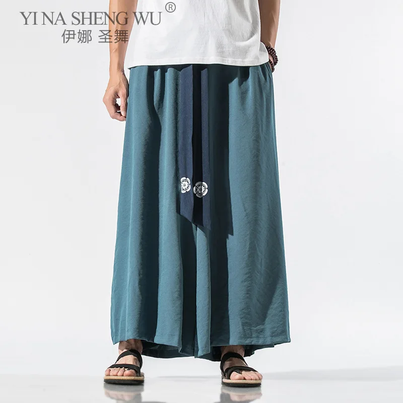 Брюки мужские хлопковые с широкими штанинами Джоггеры в китайском стиле