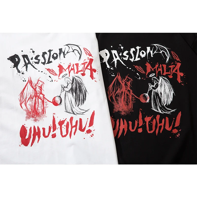 

Oversized T-shirt Hip Hop Graffiti Print Men's Tshirt2021 Summer Loose Top Cotton Streetwear Round Neck Letter Short Sleeve Tee