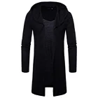 Модные Для мужчин с длинным Стиль кардиган с капюшоном накидка пальто Повседневное Для мужчин куртка с длинными рукавами пальто Для мужчин Европейский Размеры M-2XL
