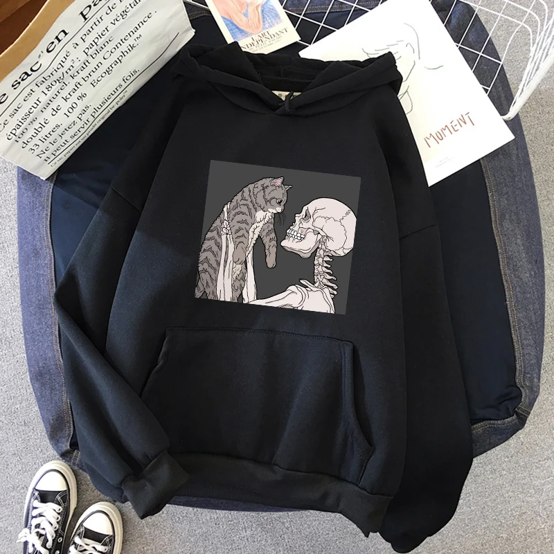 

Женская толстовка в стиле Харадзюку, белая толстовка большого размера, Свитшот в готическом стиле и стиле панк с карманами, уличная одежда о...