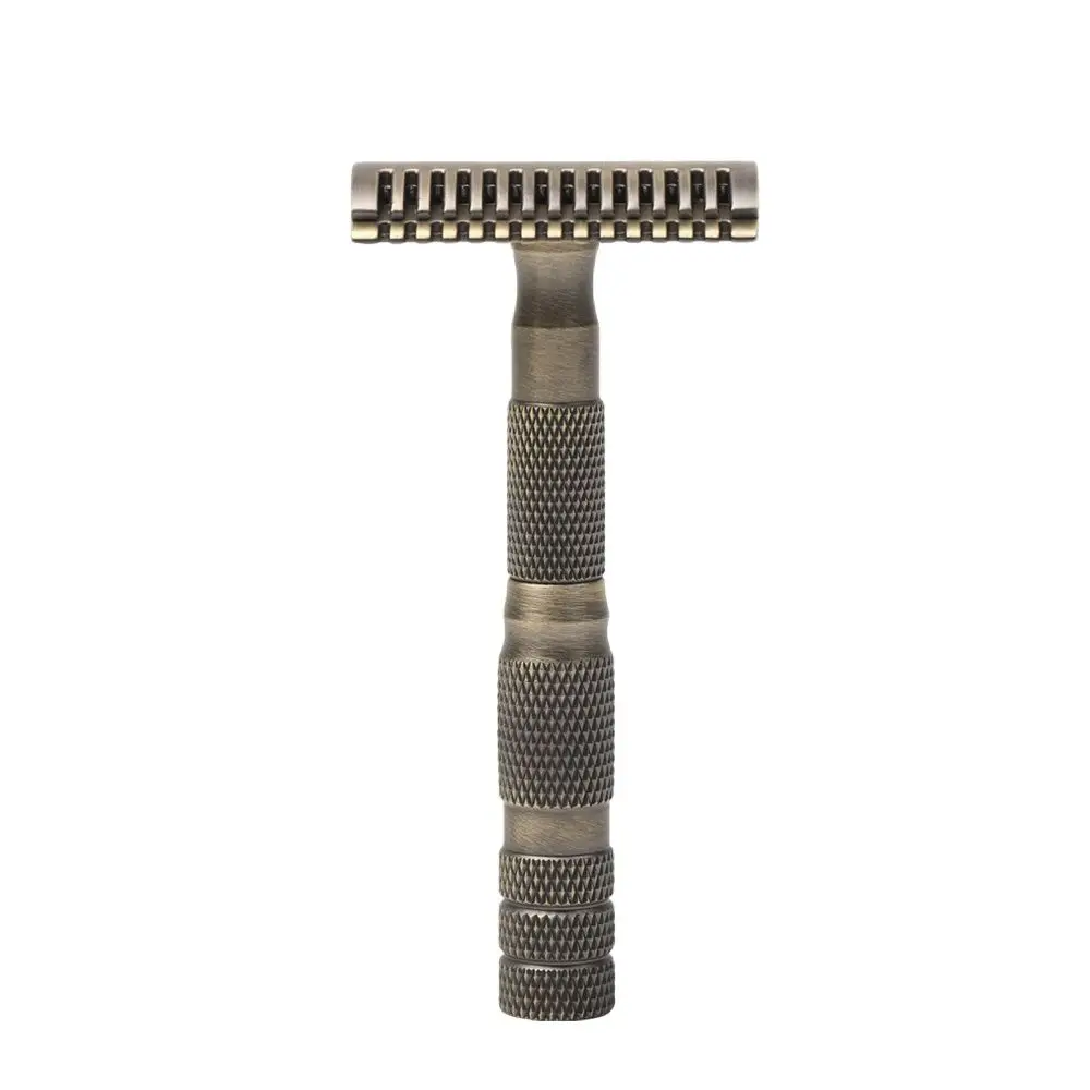 Бритва для бритья Yaqi из античной латуни с кожаным чехлом путешествий | Красота и