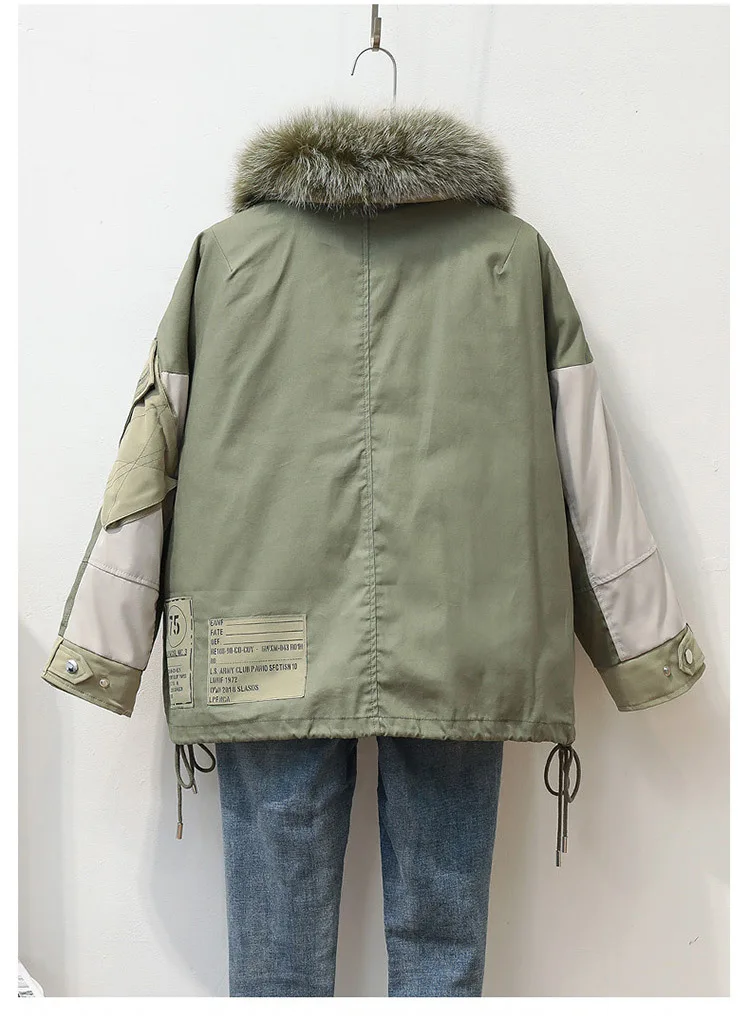 

eal fur collar drawstring big size down jackets women's detachable liner white duck down zipper winter clothing r