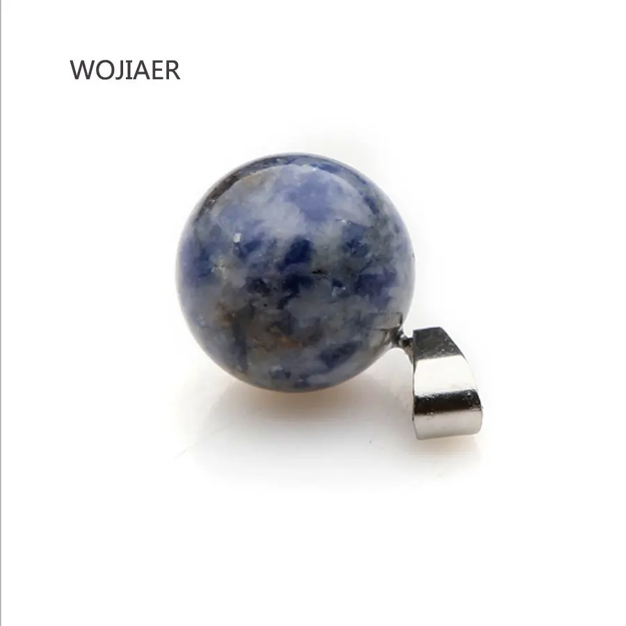 

WOJIAER Natural Blue-veins stone Pendants Transfer Lucky Round Ball Beads Woman Charm Jewelry ZM1967