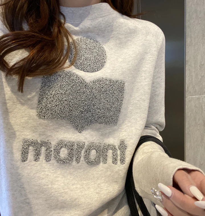 

Fashion New Autumn Winter Women Pullover Tops Letter Embroidery O-neck Long Sleeve Ladies Loose Pull Casual Beige Sweatshirt