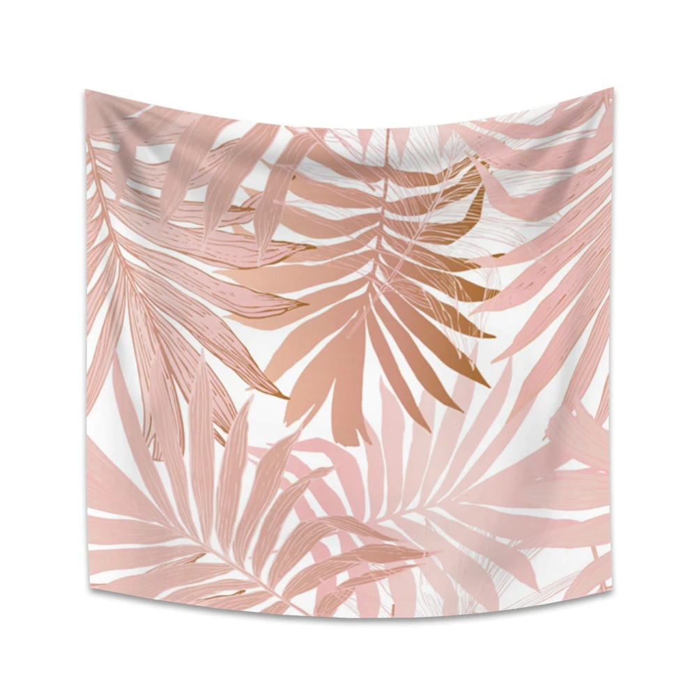 

the new design fashion tapestry pink leaves printingbackground decor wall room bedroom home wall hangings decorations