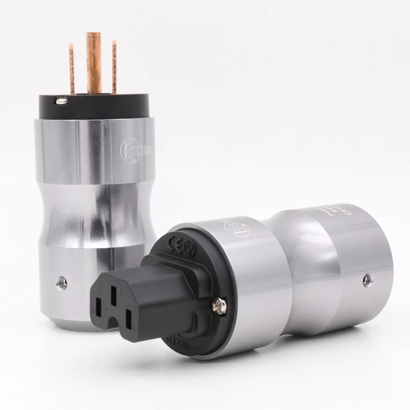 

Pair Hi-End red copper none-plated AC US Power Plug Connector, USA Mains Power Cord Plug+IEC Female Connector
