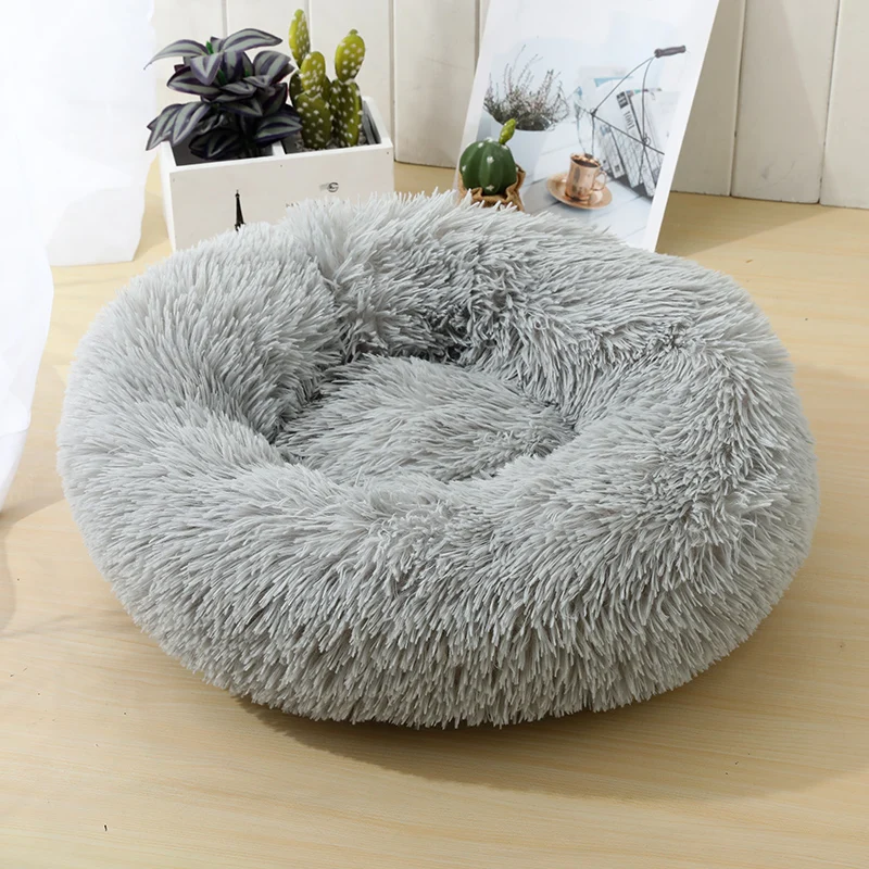 

Fluffy Comfortable Pet Dog Bed Round Long Plush Cat Bed Calming Bed Pet Kennel Super Soft for Dog / Cat House Supplies Mat