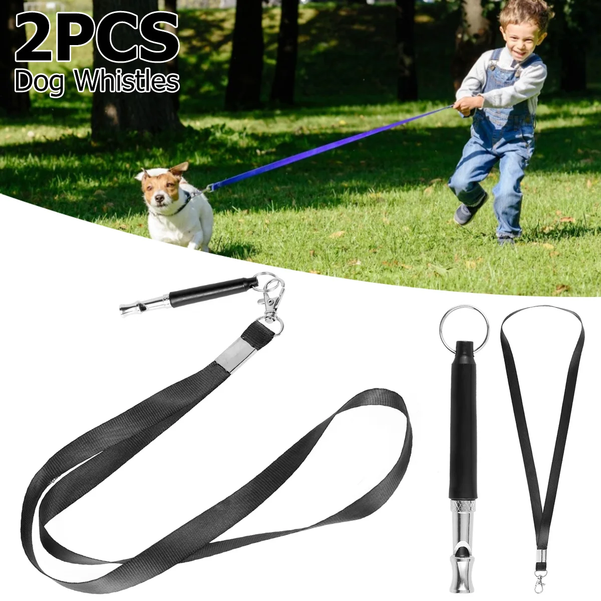 

2pcs Professional Dog Whistle with Lanyards Ultrasonic Dog Training Whistle Adjustable Frequencies Control Dog Training Clicker