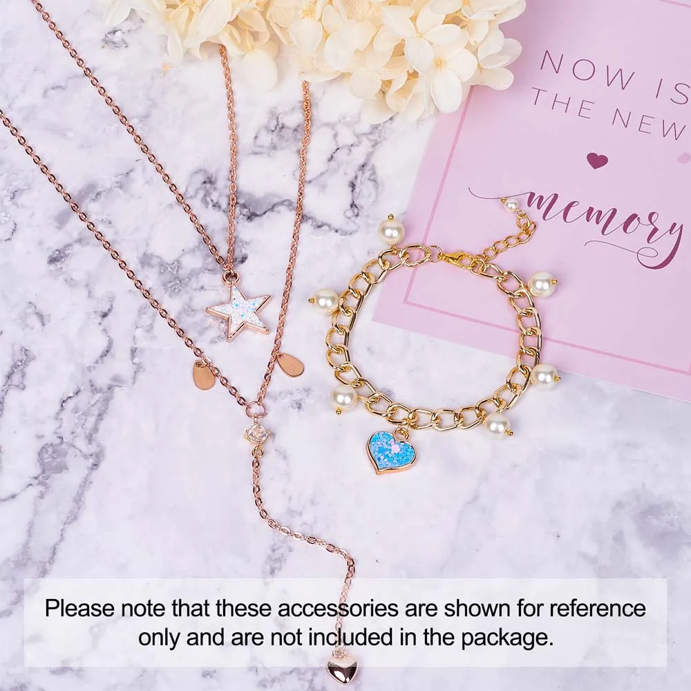 

22pcs/box Mix Color CCB Plastic Heart with Star Charms Pendants for jewelry making DIY Bracelet Necklace with Paillette