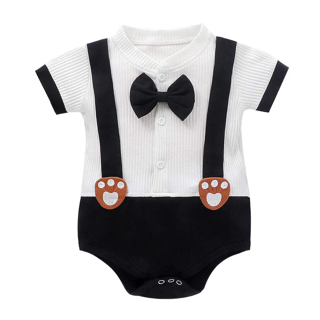 TELOTUNY baby clothes Toddler Kid Baby Girls Boys Cartoon Gentleman Bow fake strap Romper romper summer 2020May7 | Мать и ребенок
