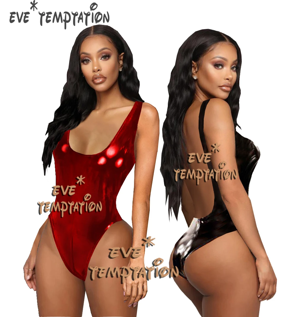 Пикантный костюм для сна из искусственной кожи с металлическим блеском ПВХ|dance