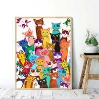 funny multi cat posters prints cartoon cute pet cat canvas art painting vinatge nursery wall pictures childrens room decor