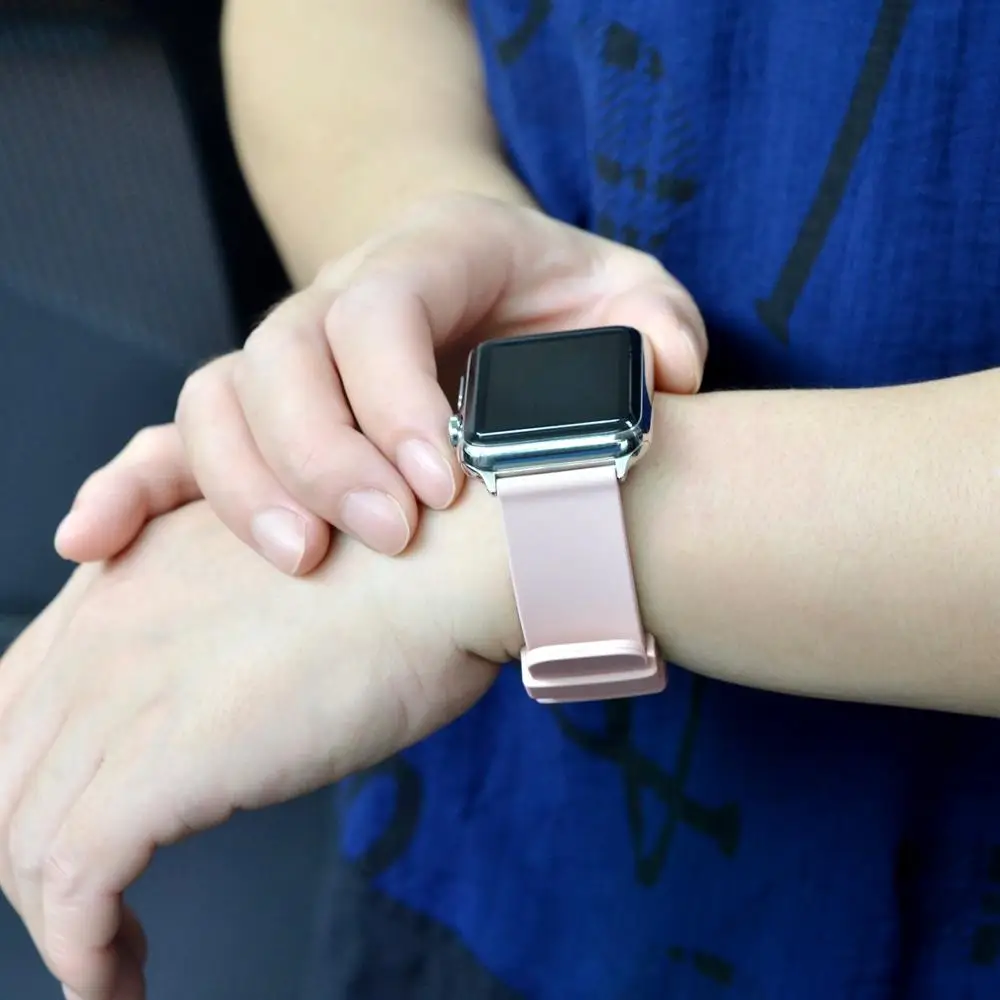 WOCCI Silicone Watch Band with Rose Gold Adapter for Apple Watch 38mm 40mm 42mm 44mm