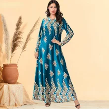 Vestido muçulmano fino elegante do balanço grande, vestido longo sleeved liso da tela fresca, tamanho grande confortável digno lay de uma peça (3)