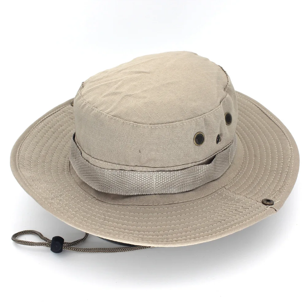 

Hot Sale Casual Unisex Outdoor fisherman hat Climbing fishing camouflage bunny hat Jungle Pure color round edge cap Boonie hats