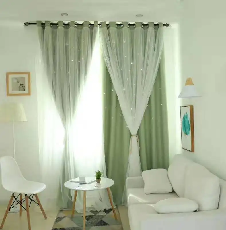 

Net red shading high precision hollow star curtain Princess wind home decoration Hotel curtain wholesale