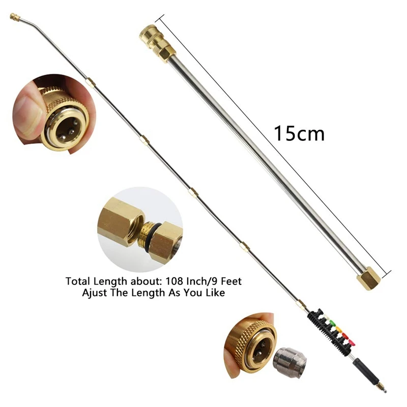 Pressure Washer Extension Wand Set Power Lance With 6 Spray Nozzle Tips Design 30 Degrees Curved Rod 1/4 Inch Quick Conne | Автомобили и