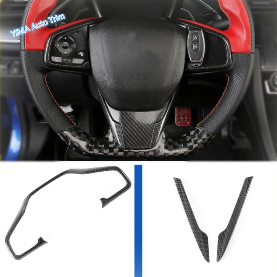 

Lapetus Steering Wheel Decoration Strip Cover Trim Interior Refit Kit Fit For Honda Civic 2016 - 2020 Red / Carbon Fiber Look