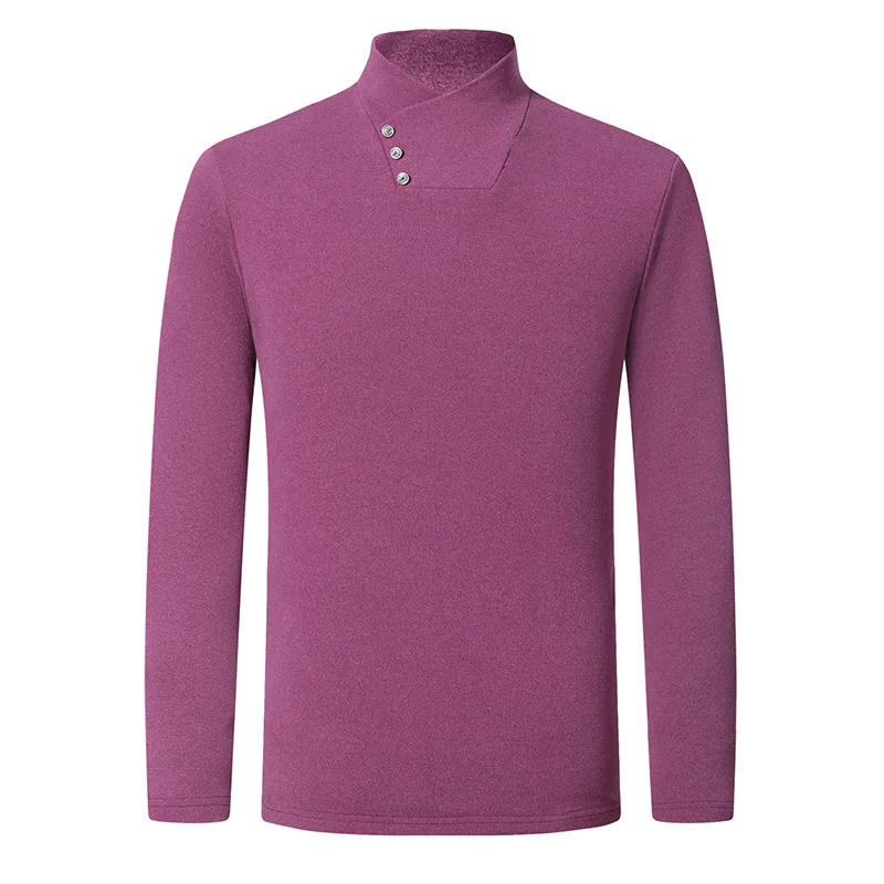 Мужская приталенная футболка Повседневная однотонная флисовая с длинным