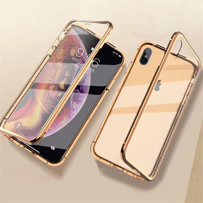 Магнитный адсорбционный металлический чехол для iPhone 6, 6 S, 7, 8 Plus, X, двухсторонний стеклянный чехол Manet для iPhone X, XS Max, XR, чехол для телефона s