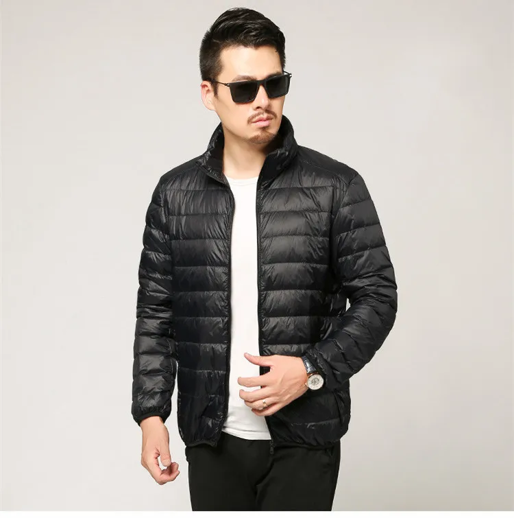 black Multi-color Winter Fashion Brand Ultralight Duck Down Jacket Men Hooded Streetwear Light Feather Waterproof Warm Coat 4XL - Цвет: black