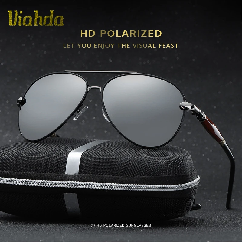 Мужские фотохромные солнцезащитные очки VIAHDA поляризационные в оправе из