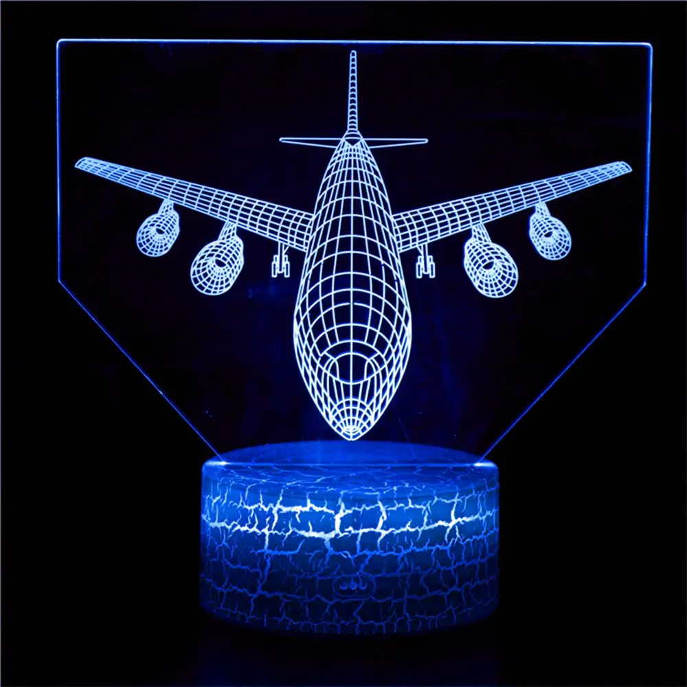 

Airplane Fighter Airliner International Aviation Aircraft 3D Night Light Model 16 Color Sensor Office Home Children's Game Gift