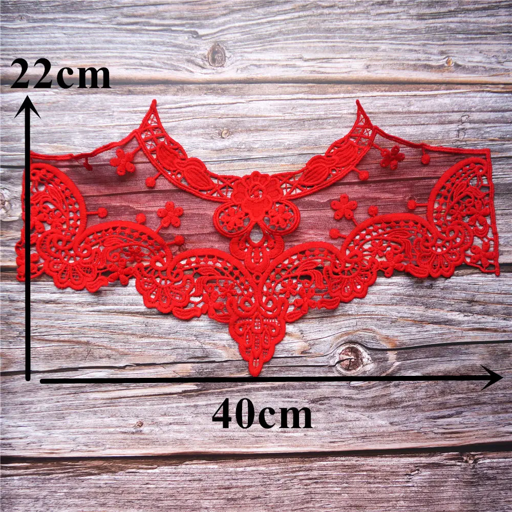 Красный кружевной тканевый воротник готическое вышитое платье Аппликации сетка