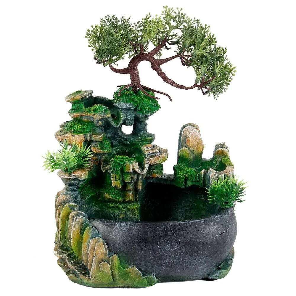 

Waterfall Desktop Fountain Crafts Landscape Home Humidifier Resin Waterfall Statue Ornaments for Home Room Decor with Fog/No Fog