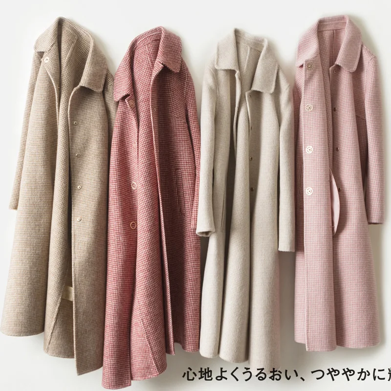 Корейская Повседневная 100% Длинные Шерстяное пальто сезон весна осень Элегантная