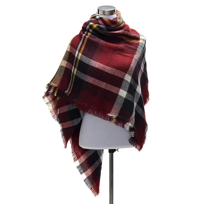 Женщины одеяло шарф зимние кашемировые шарфы в клетку теплые женские хиджаб