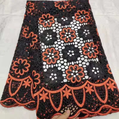 6 as picture cotton Swiss voile lace fabric white and gold African dry cotton lace fabric with wonderful embroidery for dress CLL045 - Цвет: 6 as picture