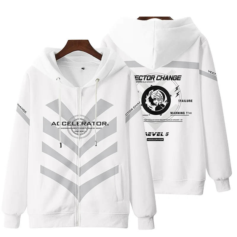 

Unisex Anime Accelerator Hooded Hoodie Sweatshirts Toaru Kagaku no Railgun Cardigan Jacket Coat