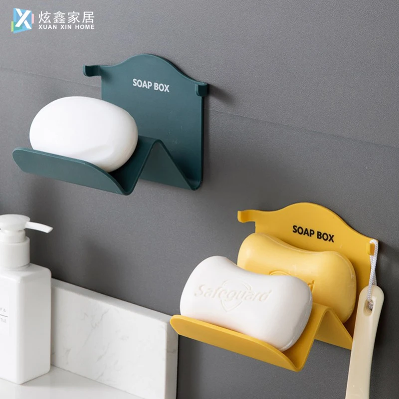 

Soap Boxes Wall Mounted Household Rack Portable Shelf Dish Small Object Storage Holder Household Bathroom Daily Necessities
